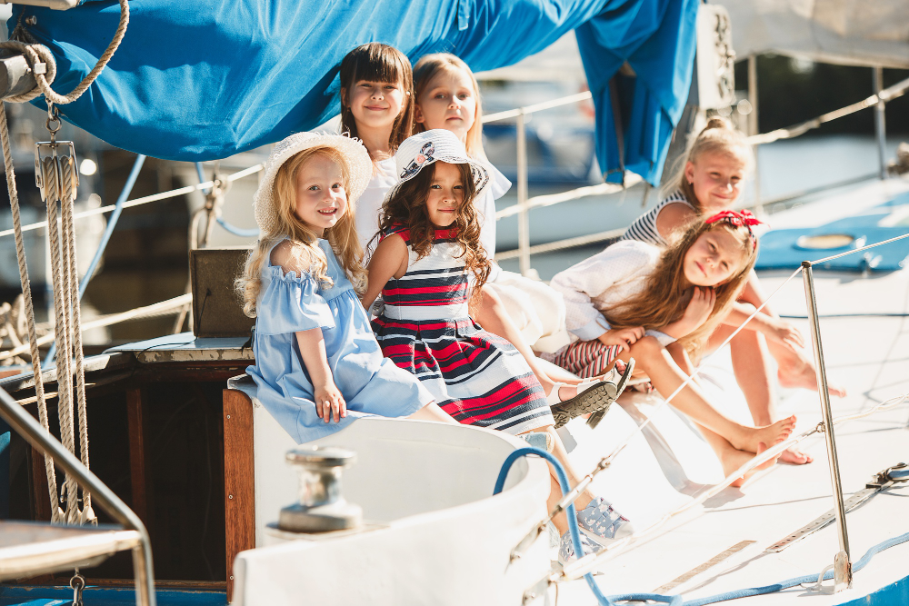 Group of children on a yacht