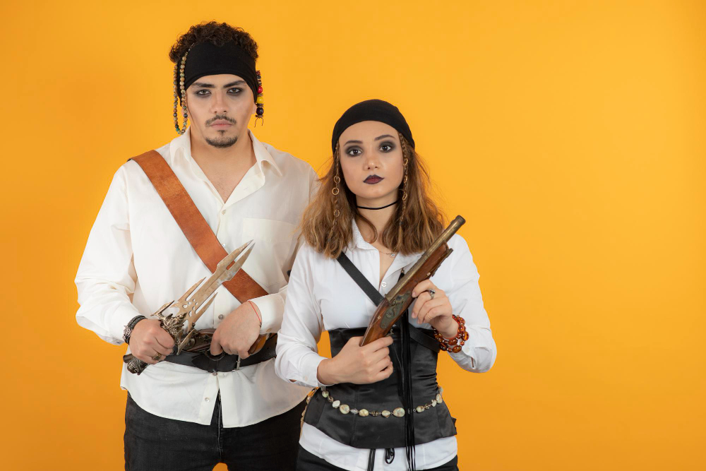 Man and woman in a pirate costume