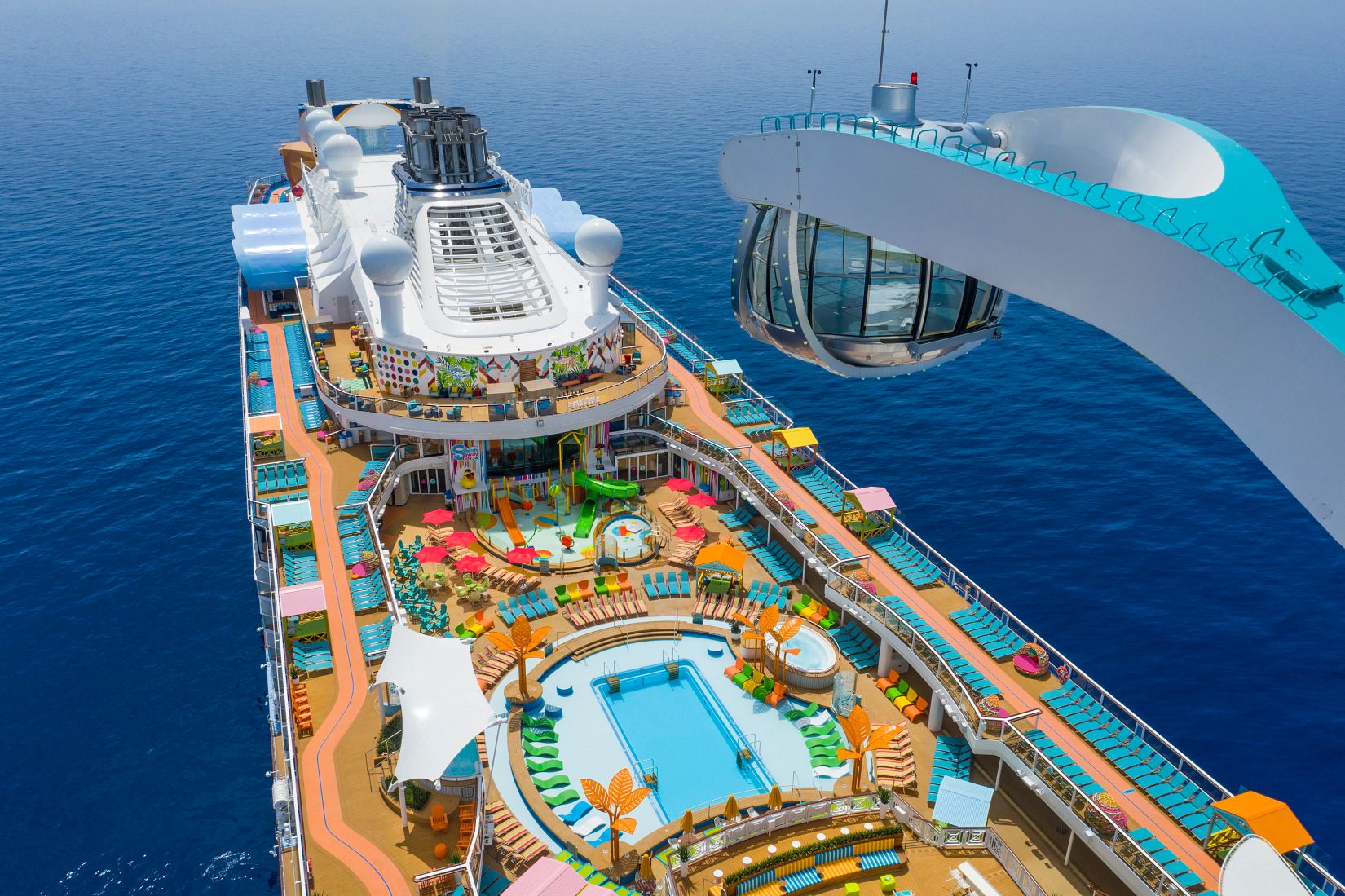 Birds eye view of cruise ship amenities