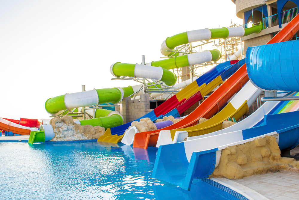 Colorful waterslides