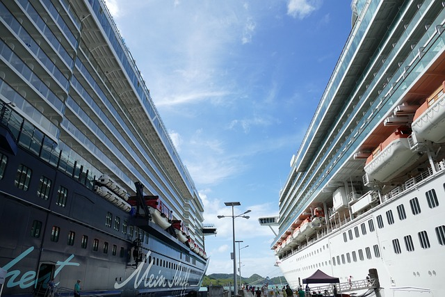 In between two cruise ships