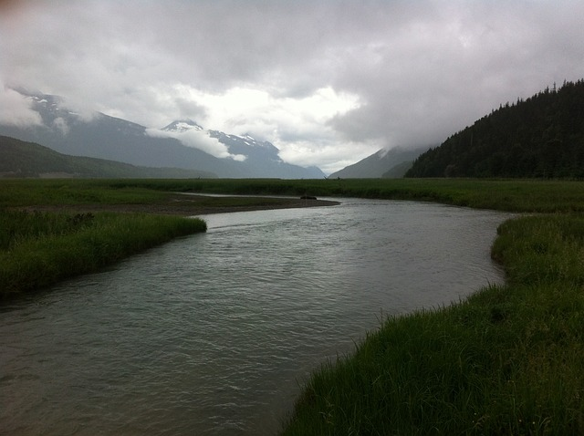 River in alaska between mountains