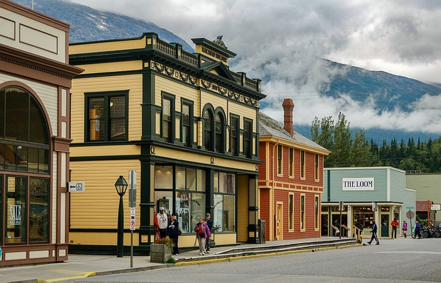 Shops on the street of Skagway Alaska