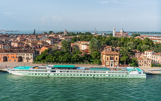 Venice Cruise ship floating on the river