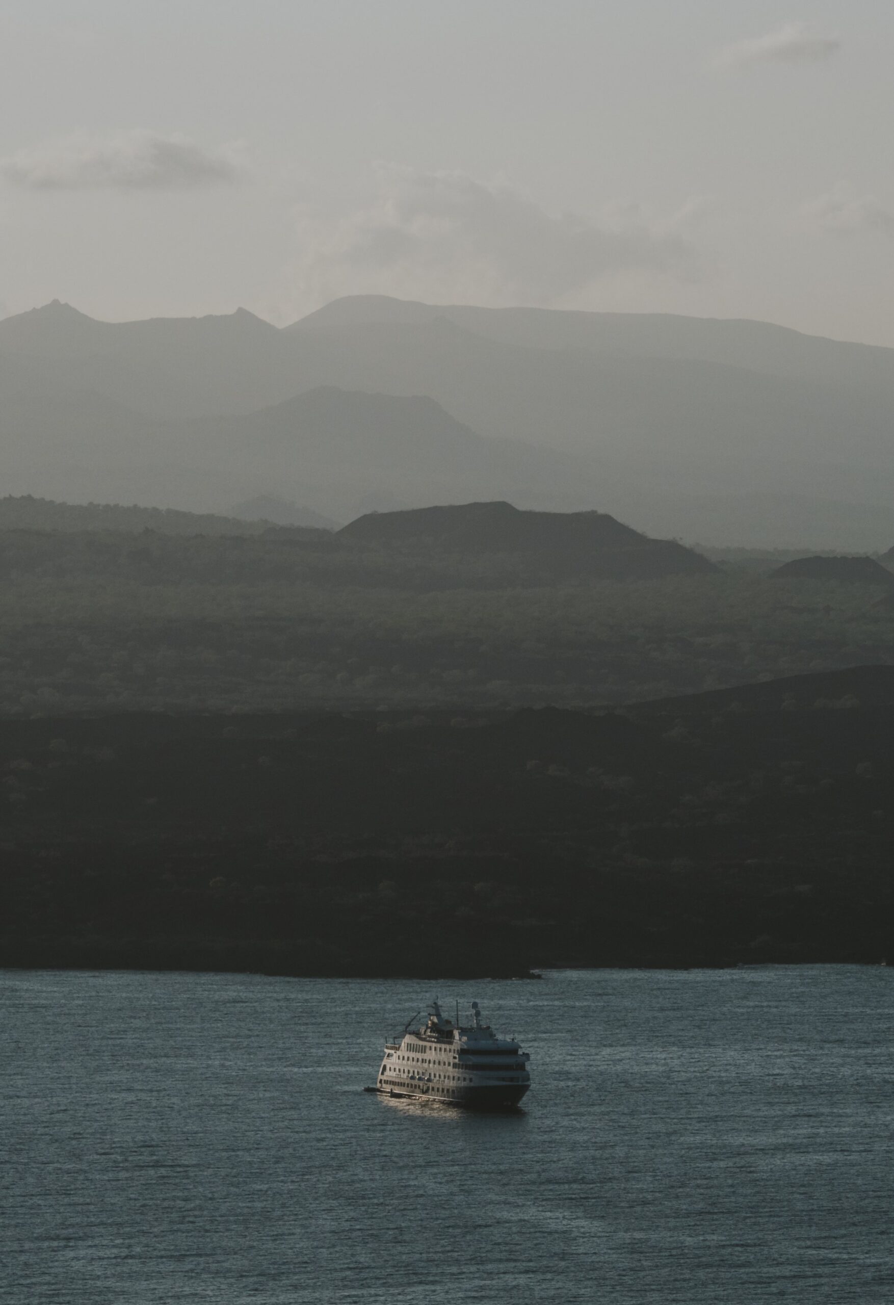 cruise ship floating in the galapagos islands