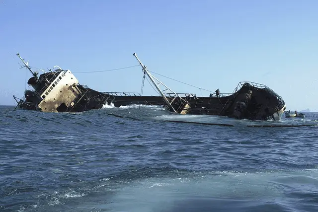 ship falling into the water