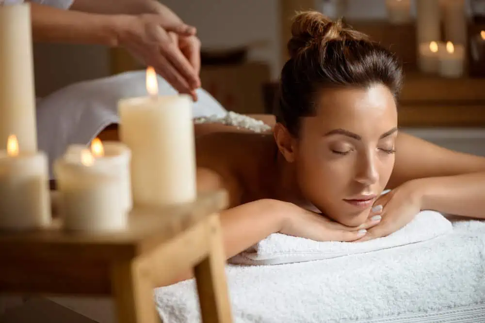 woman with closed eyes on a spa
